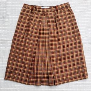 Vintage Escada Wool Blend Multicolor Plaid A-Line Skirt